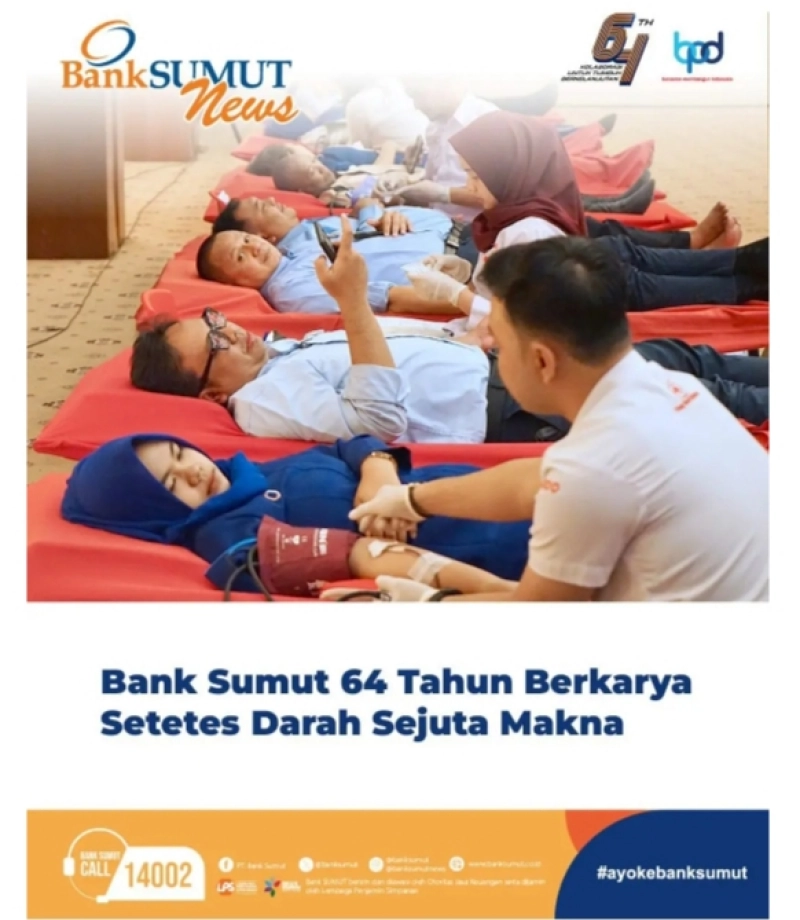 Peringati HUT Ke-64, Bank Sumut Gelar Donor Darah untuk Sesama