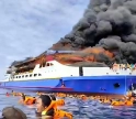 Asap Hitam dari Laut Sulut: KM Barcelona Lima A Terbakar, Penumpang Lompat ke Laut Selamatkan Diri